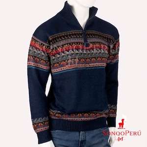 Alpaca Cardigan sweater for men, Men&#39;s Wool Sweater, Royal Blue Sweater,Stylish Handmade Alpaca Sweater for Men,Hand Knitted Alpaca Cardigan