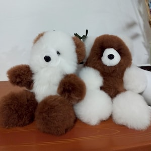 Ursinho de pelúcia Alpaca feito à mão: Boneco de pelúcia bege de 28 cm