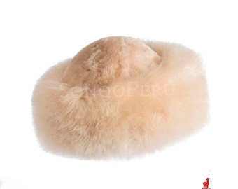 Handmade Baby Alpaca Fur Hat: Beige Luxury Winter Cap