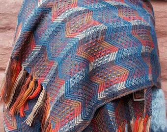 Chal de alpaca peruano hecho a mano: bufanda colorida tipo manta