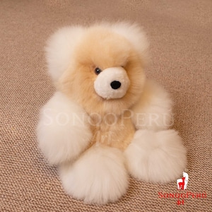 Ursinho de pelúcia Alpaca feito à mão: Boneco de pelúcia bege (3,5 cm/3,5 cm)