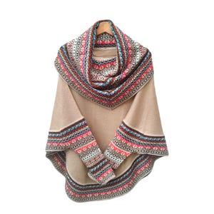 Turtleneck poncho with sleeves, Alpaca wool turtleneck poncho, Peruvian poncho for women