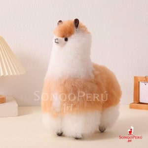 Adorable Beige Alpaca Fur Toy | 100% Real Alpaca Fur Toy | Toy Peruvian Alpaca | Beige Alpaca Leather Stuffed Animal | extremely soft toy