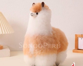 Handgemaakt speelgoed babyalpacabont: beige pluche knuffeldier