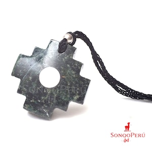 Peruvian Chakana Necklace - Machu Picchu Stone - Glossy