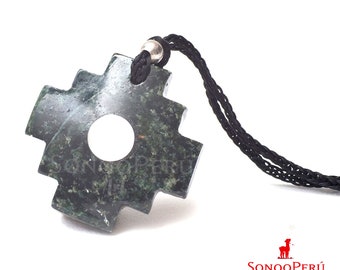 Peruvian Chakana Necklace - Machu Picchu Stone - Glossy