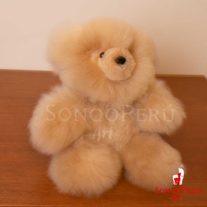 Urso de pelúcia alpaca feito à mão: boneco de pelúcia bege de 14/12 polegadas