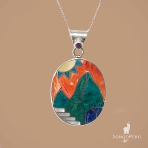 Prachtige Machu Picchu-hanger van 950 zilver - Handgemaakte Peruaanse sieraden