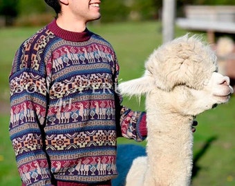 Peruvian Alpaca Sweater: Fair Isle Knit Men's Jumper