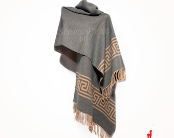 Chal reversible de alpaca de lujo: elegante bufanda de moda para mujer