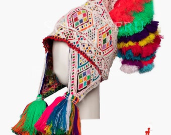 Peruvian Chullo Extra Warm Intricate Beaded Hat Handmade Knitted Q’ero Shaman Handmade Andean Beaded Chullo • Peruvian Q main image 3