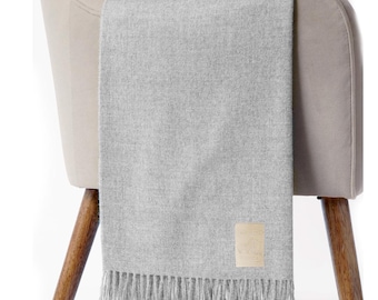 Manta de lana de alpaca gris claro: manta peruana superfina
