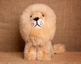 Handmade Baby Alpaca Lion Plush Toy - 10 Inch