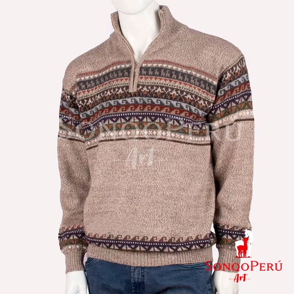 Alpaca Cardigan sweater for men, Men's Wool Sweater,Royal beige Sweater, Stylish Handmade Alpaca Sweater for Men,Hand Knitted AlpacaCardigan