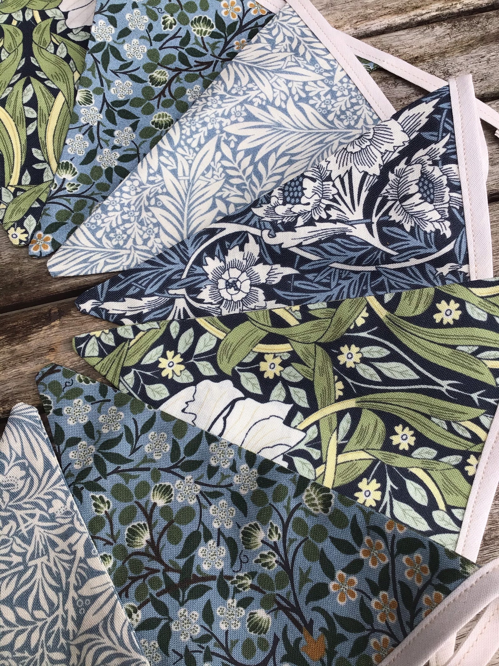 William Morris floral fabric double sided cotton bunting Etsy