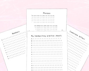 handwriting sheets etsy