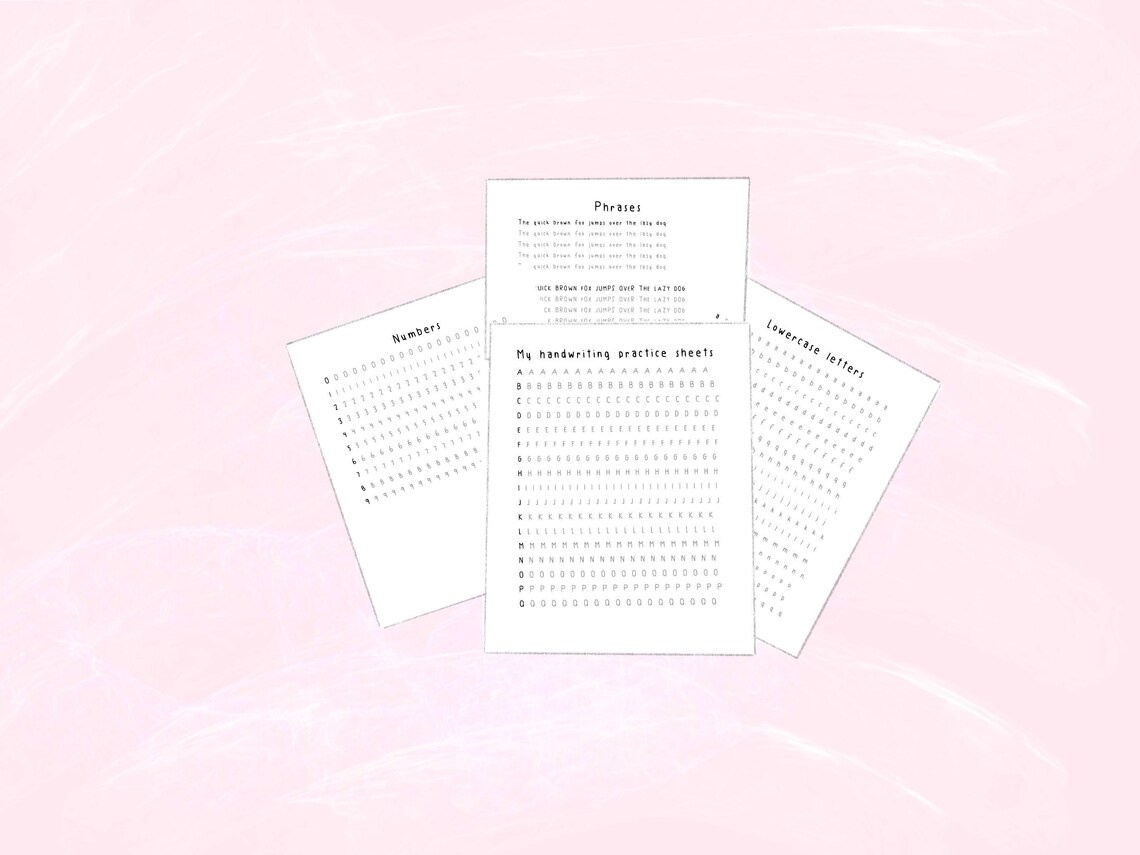 Handwriting Practice Sheets - Etsy