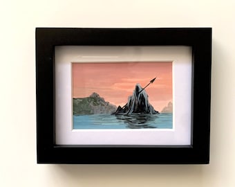 ミニキャンバス絵画「ギリシャのピンクの夕日」 | キャンバスに描いた