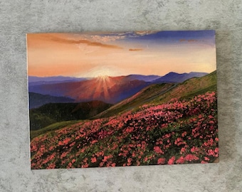 Original small oil landscape painting on canvas | 5x7 sunset mini art | oil on canvas | mini painting | tiny art