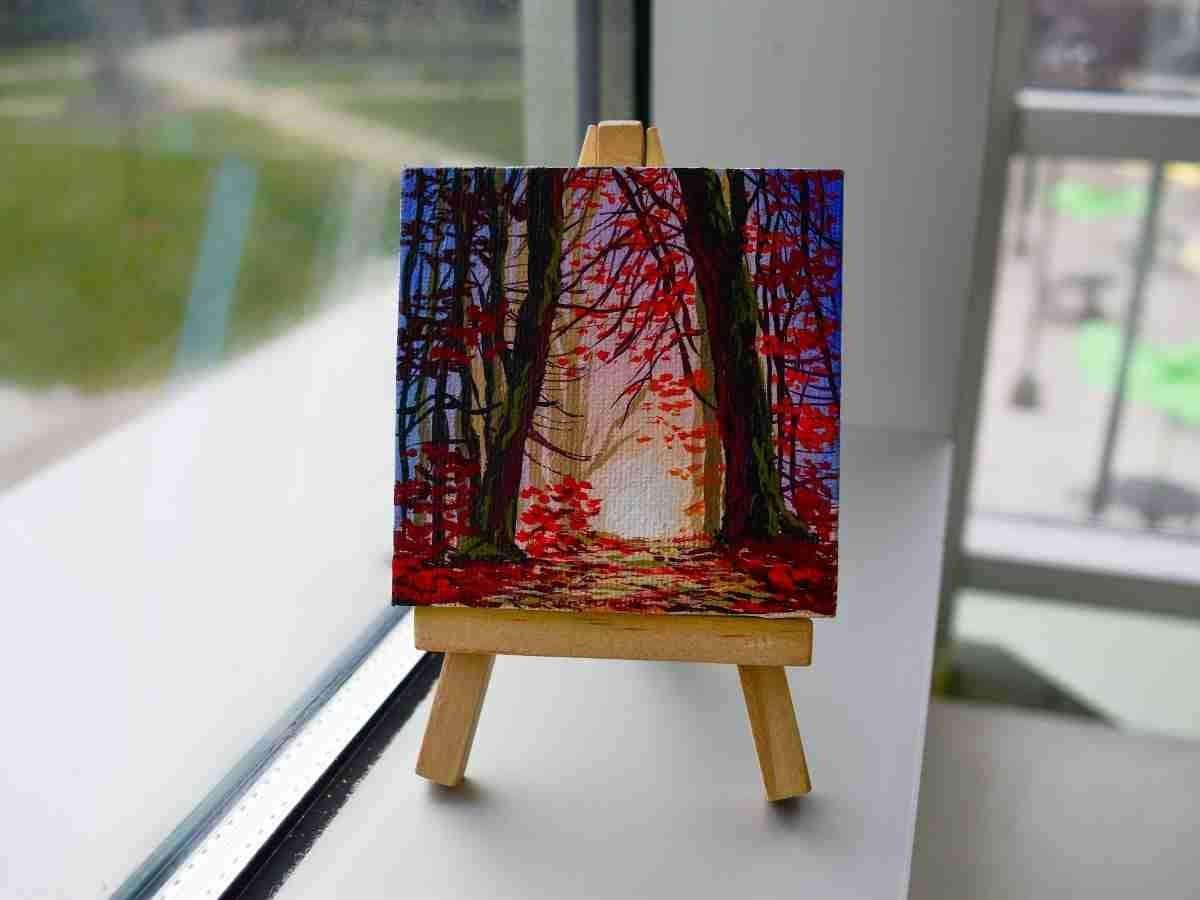 3x3 Mini Canvas Painting With Easel Seascape Ocean Wave Miniature Art  Tropical Island Small Gift Idea Water Landscape Scenery Desk Top Decor 