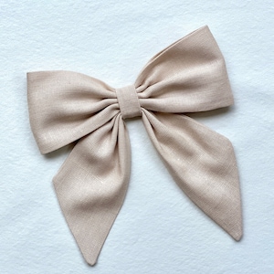 Sailor Haarschleife Leinen, Haarschleife Leinen, Kleinkind Mädchen Schleife, Mädchen Haarschleife, Mini Sailor Schleife, große Haarschleife, Frühling Haarschleife, Oversized Haarschleife