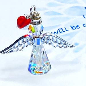 Reiki Energized Affirmation Angel, Stocking Stuffer, Angel Charm, Swarovski Crystal, Christmas Gift for Mom, Angel Gift, Affirmations image 2