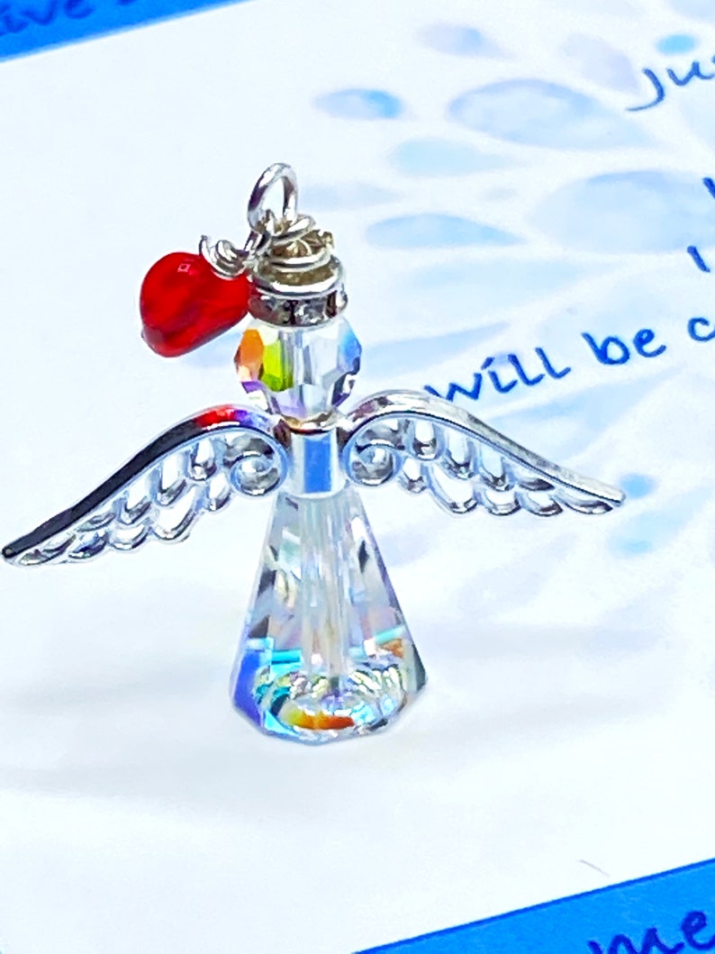 Reiki Energized Affirmation Angel, Stocking Stuffer, Angel Charm, Swarovski Crystal, Christmas Gift for Mom, Angel Gift, Affirmations image 2