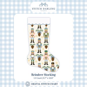 Nutcracker Christmas Stocking Needlepoint/Cross Stitch Chart | Heirloom Stocking PDF Pattern