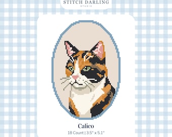 Calico Needlepoint Ornament | Cat Cross Stitch Pattern (Digital Download)