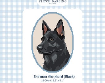 German Shepherd (Black) Needlepoint Chart | Dog Cross Stitch Pattern (Digital Download)