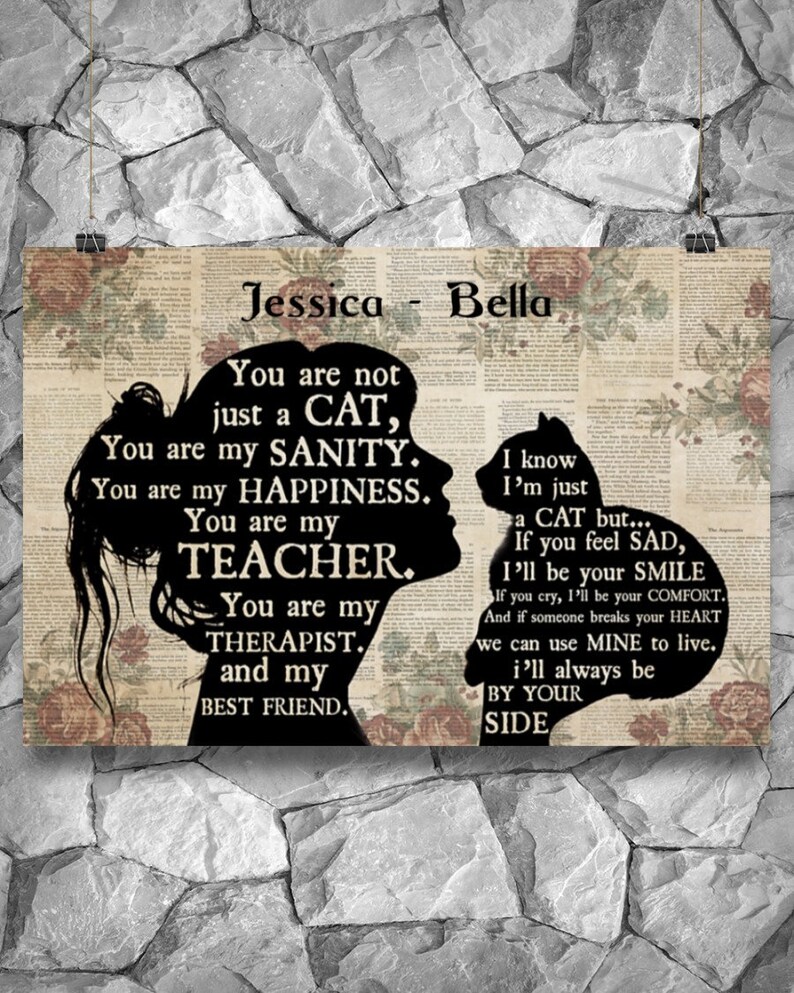 Best Gifts Ever No Frame Print in US Cat Lovers Poster Personalized Girl Cat Silhouette Vintage Poster Wall Art Decor Must Love Cat