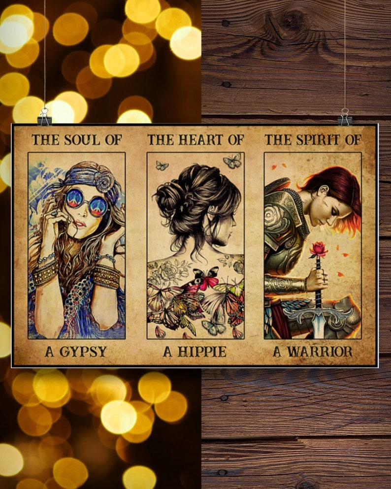Hippie Girl Poster No Frame Print in US The Soul of a Gypsy The Heart of a Hippie The Spirit of a Warrior Poster Wall Art Decor