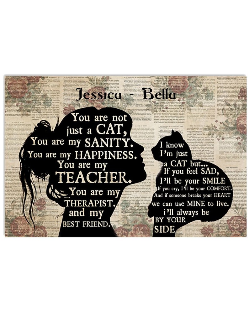 Best Gifts Ever No Frame Print in US Cat Lovers Poster Personalized Girl Cat Silhouette Vintage Poster Wall Art Decor Must Love Cat