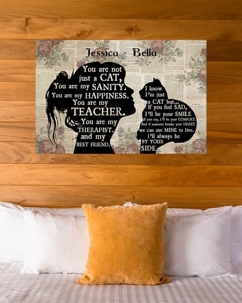 Best Gifts Ever No Frame Print in US Cat Lovers Poster Personalized Girl Cat Silhouette Vintage Poster Wall Art Decor Must Love Cat