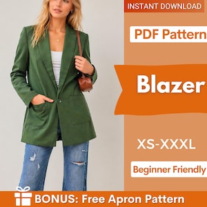 Patrón de costura para blazer / Patrón de costura para chaqueta / Patrón de costura para abrigo de mujer en PDF / Patrón de abrigo / Patrón de costura para mujer / Patrón de costura en PDF