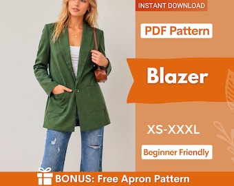 Blazer Sewing Pattern | Jacket Sewing Pattern | Coat Sewing Pattern Women PDF |  Coat Pattern |  Women Sewing Pattern |  Sewing Pattern PDF