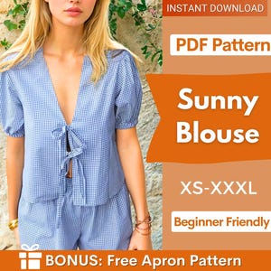 Front Tie Blouse Pattern | Top Sewing Pattern | Women Sewing Pattern | Tie Top Pattern | Front Tie Top Blouse Pattern | Sewing Patterns Top