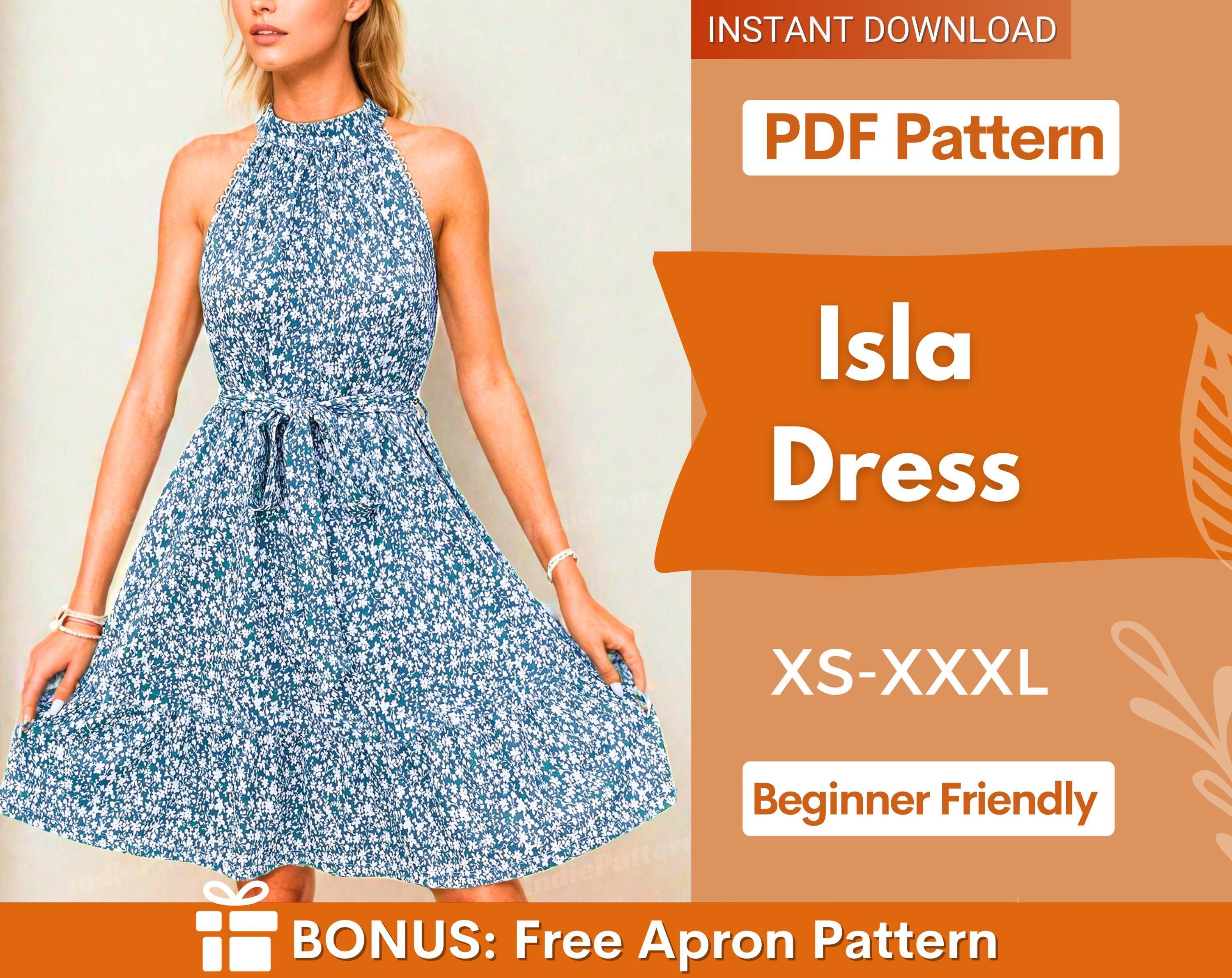 Halter Dress Pattern | Summer Dress Pattern | Sewing Patterns | Women Patterns | Prom Dress | Sleeveless Dress Sewing Pattern | Midi Dress