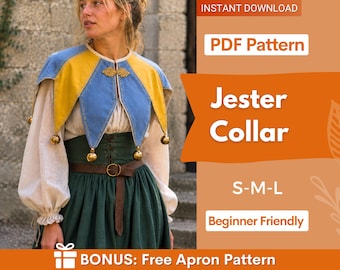 Medieval Jester Collar Sewing Pattern, Jester Collar Pattern, Jester Costume Pattern, Medieval Pattern, Fantasy Pattern, Ren Faire Pattern