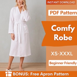 Women Robe Sewing Pattern, Bath Robe Beginner Pattern, Kimono Sewing Pattern, Beach Cover Pattern, Bathrobe Pattern, Women Sewing Pattern