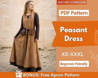 Medieval Dress Sewing Pattern | Renaissance Dress Pattern | Peasant Dress Pattern | Historical Costume PDF Pattern | Cottagecore Outfit