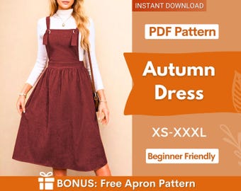 Overall Dress Pattern | Dress Sewing Pattern | Sewing Patterns | Women Dress Pattern | Women pattern | Bginner Dress Pattern, Pinafore Dress