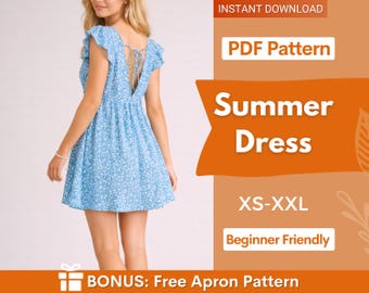 Summer Dress Sewing Pattern | XS-XXL | Summer dress pattern | Easy Dress Pattern | Women Dress Pattern | Dress for women PDF Pattern