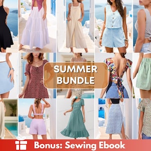 Paquete de patrones de verano / Patrones para mujer / Patrón de vestido / Patrón de mono / Patrones de costura de pantalones / Patrón de costura de falda / Patrón de shorts