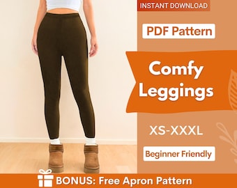 Leggings Sewing Pattern | High Waisted Leggings Sewing Pattern | High Rise Leggings | Women's Leggings | Women Sewing Patterns Beginner