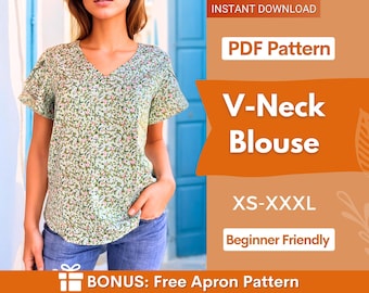 Blouse Sewing Pattern for Women PDF | XS-XXXL | Top Sewing Pattern | Women Sewing Pattern | Easy Blouse Pattern | Beginner Sewing Pattern