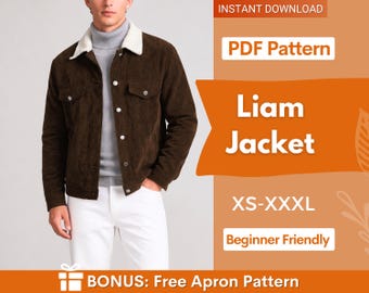 Herrenjacke Schnittmuster, Jacke Schnittmuster für Männer, Schnittmuster Herren, Schnittmuster Herren, Schnittmuster Jacke Mantel Männer, Schnittmuster XS-XXXL