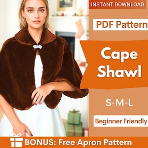 Cape Shawl Sewing Pattern, Cape Sewing Pattern, Shawl Sewing Pattern, Women Pattern Cape Cloak Shawl, Beginner Pattern, Sewing Patterns