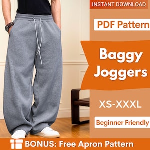 Baggy Joggers Sewing Pattern for Men | Men Jogggers Pattern | Sewing Pattern for Men | Sweatpants Pattern | Men's Sewing Pattern Pants