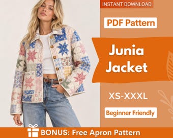 Junia Jas Naaipatroon | Gewatteerd Jas Patroon | Naaipatronen | Dames Naaipatroon Patchwork Jas | Jas voor Beginners
